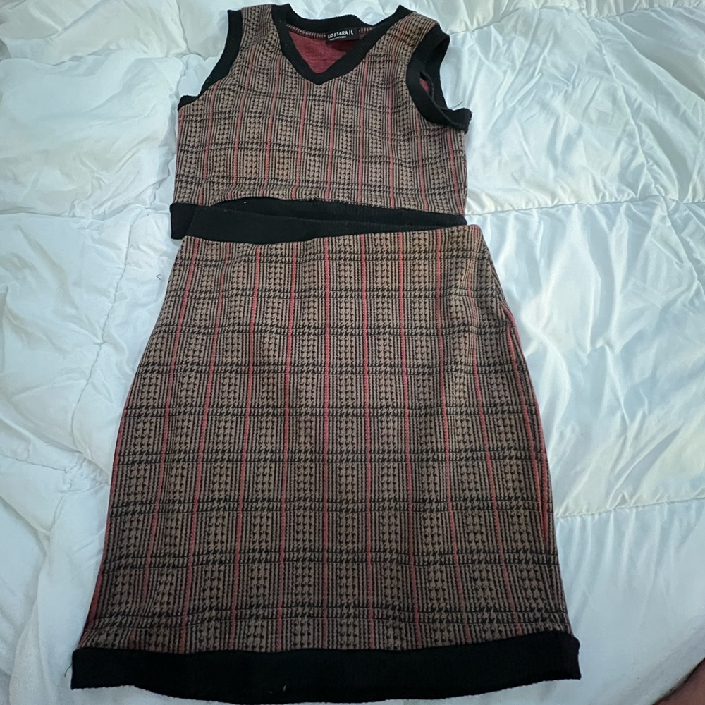 Liz&sara plaid two piece set